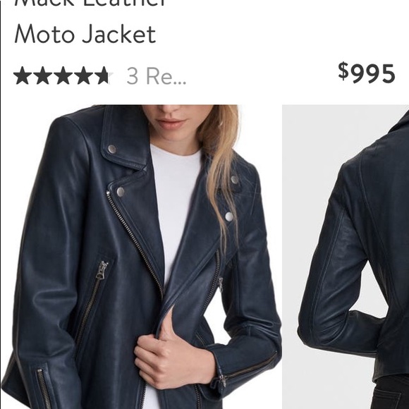 Blue Leather Biker Rag and Bone Jacket. - Picture 4 of 9